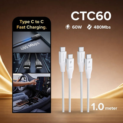 Airbot CTC60 Fast Charging Cable 60W Type-C To Type-C