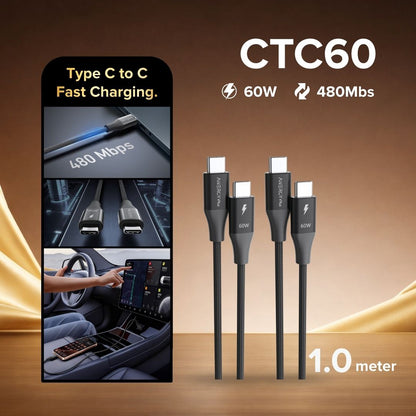Airbot CTC60 Fast Charging Cable 60W Type-C To Type-C